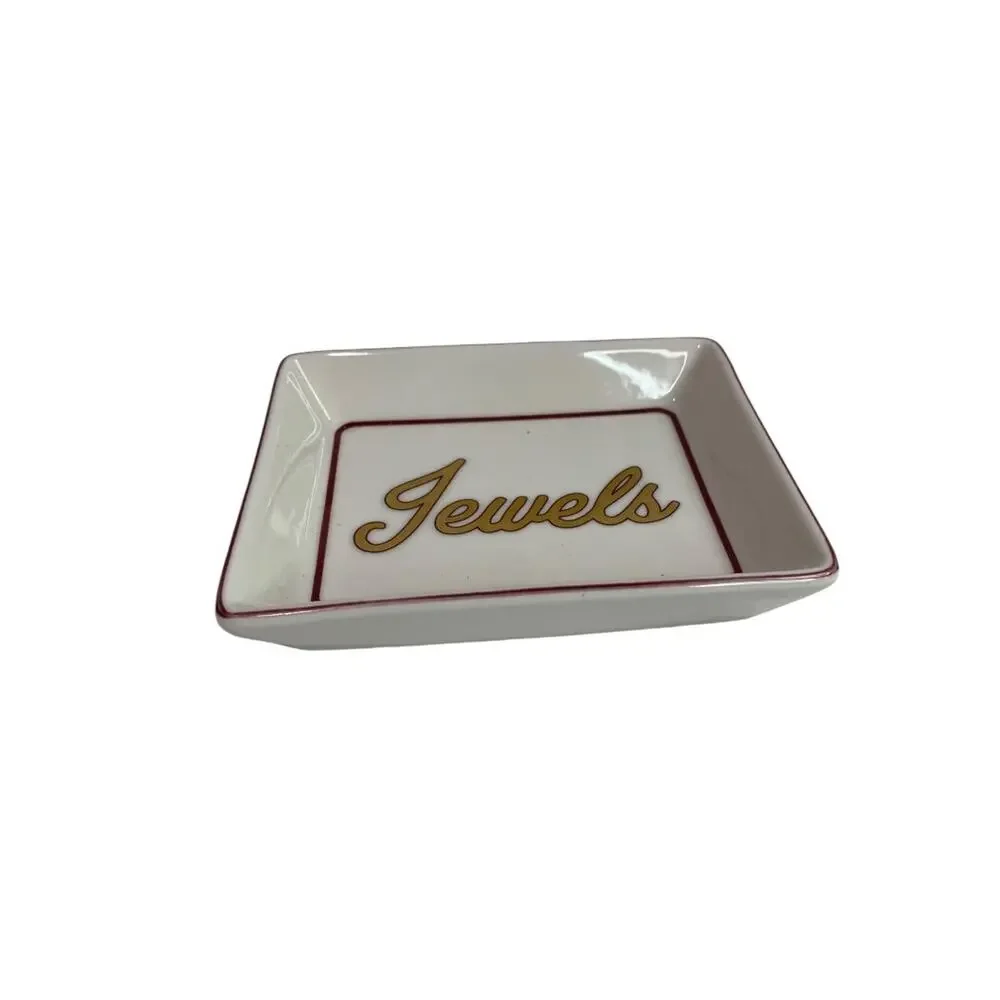 I Godinger & Co Jewels White Trinket Dish Jewelry Holder 4.25 x 5.5 Inches